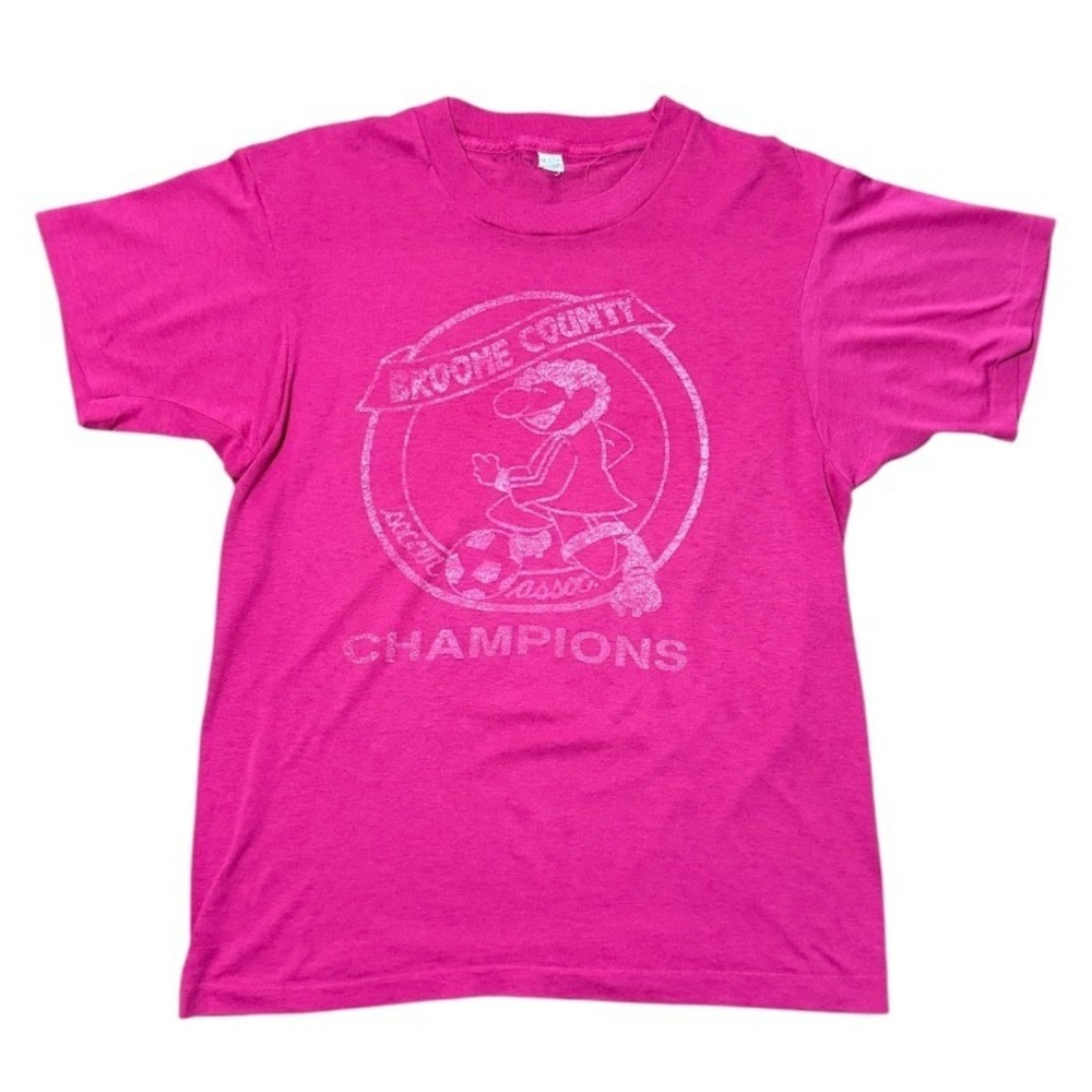 Vintage 80s Broome County Soccer Champion Sport Australia Football Art T-shirt